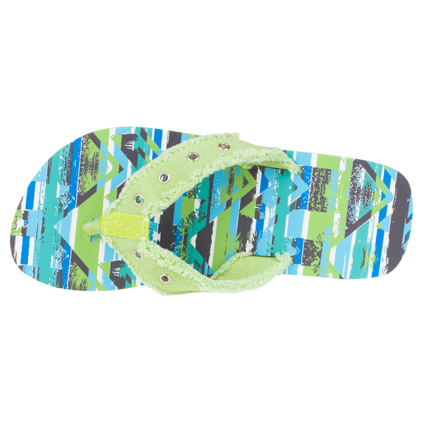 Slippers met grafische print en textiele band met metalen eyelets 