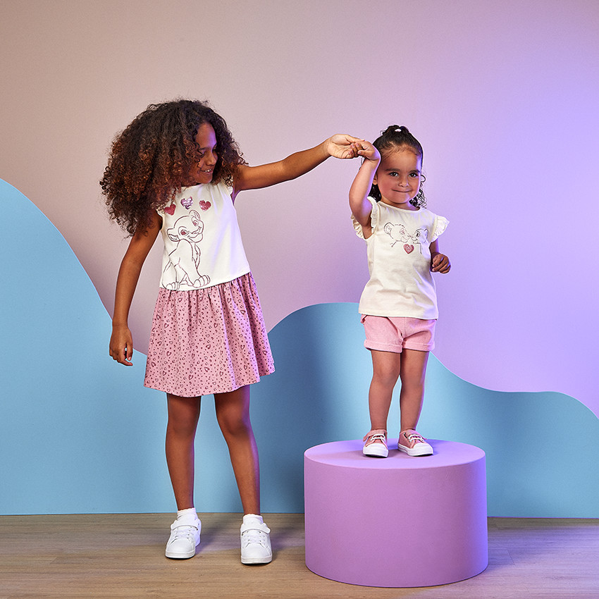 T-shirt korte mouwen print De Leeuwenkoning voor baby meisje 