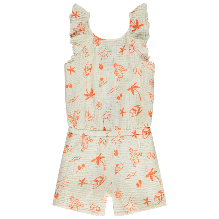 Korte jumpsuit in fantasie tetra voor meisjes 