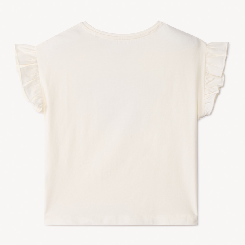 T-shirt met korte mouwen, volantdetail en patch hart voor meisjes 