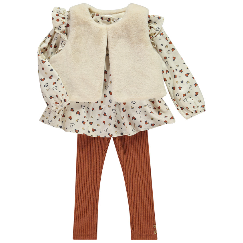 Ensemble tunique fantaisie + gilet et legging pour bébé fille 