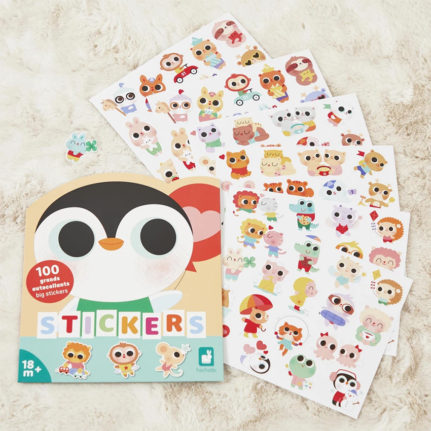 Etui met 100 grote stickers babydieren 