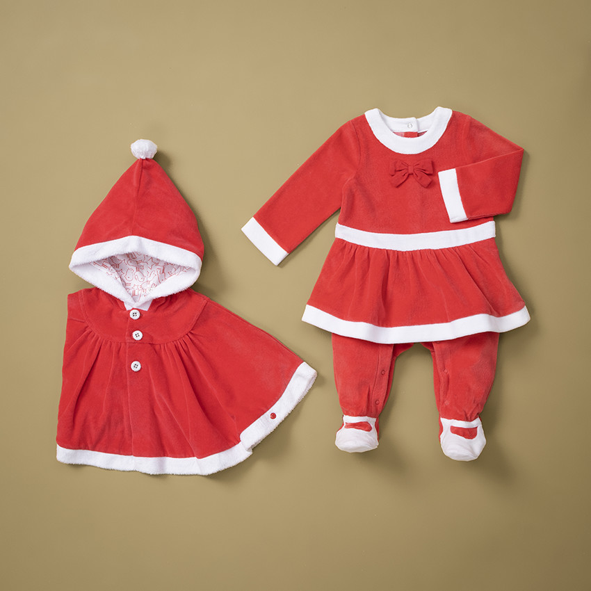 Kerstcape van velours met kap 