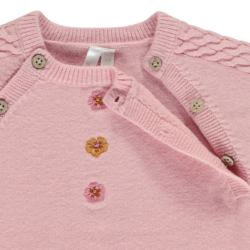 Ensemble combinaison uni en tricot + collant fantaisie pour bébé fille 