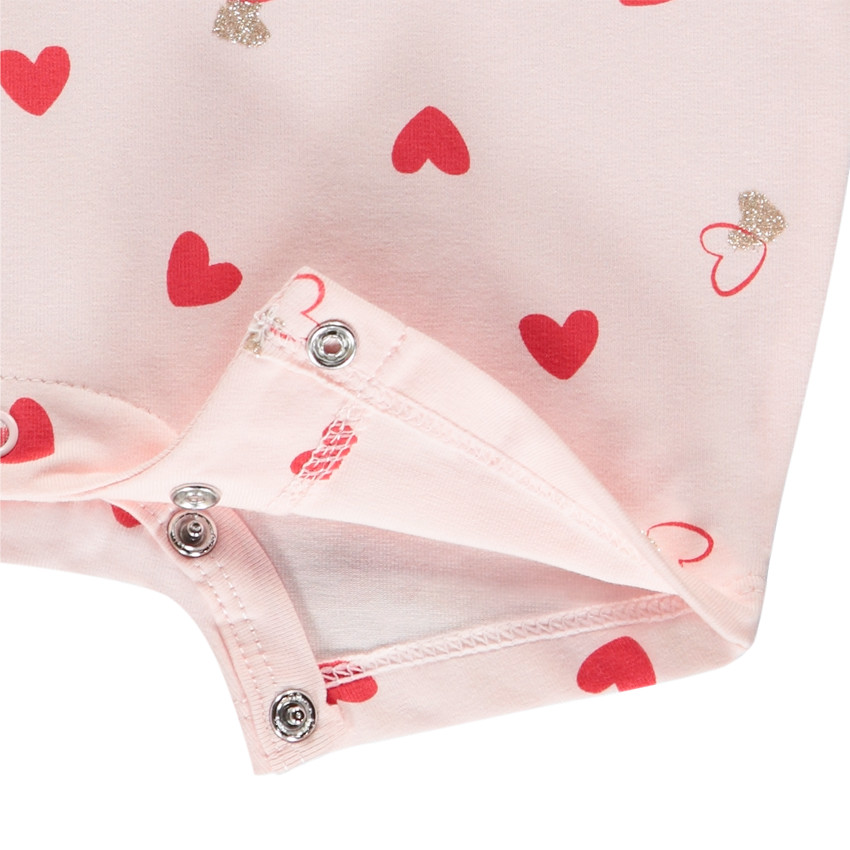 Lot de 3 combishorts fantaisie à cœurs pour bébé fille 