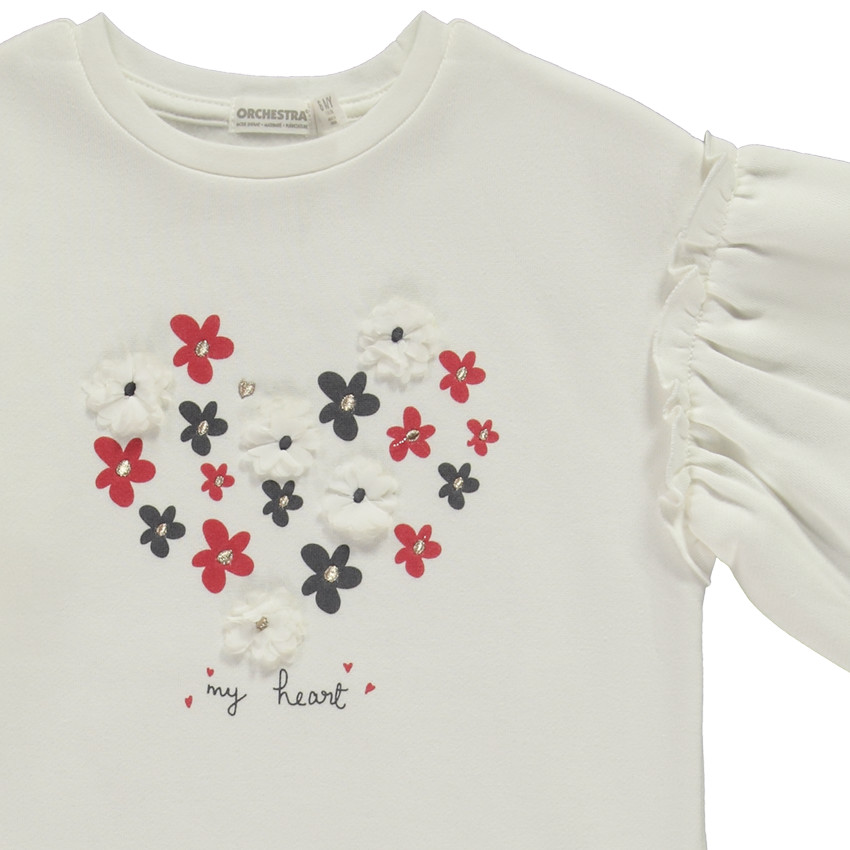 Ensemble jogging avec sweat fantaisie fleuri pour fille 