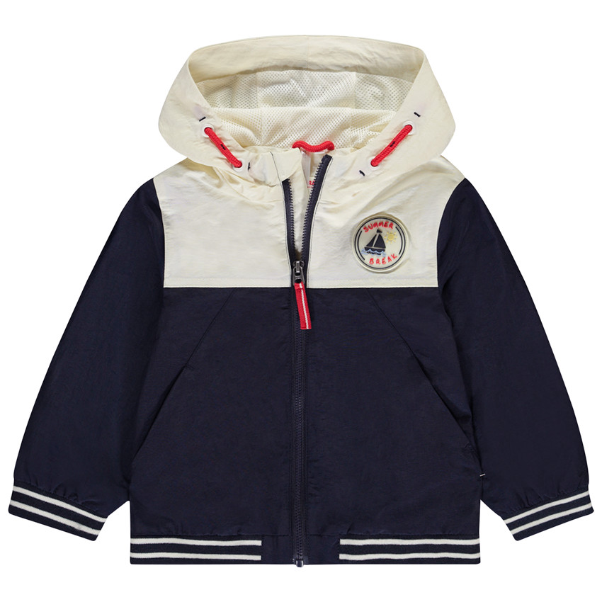 Windjack met kleurblok-effect en kap voor baby jongen 