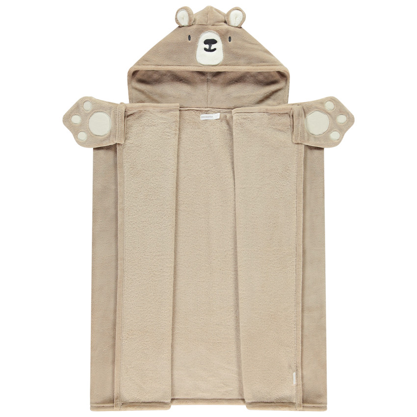 Plaid speels met kap beer in sherpa voor kinderen 