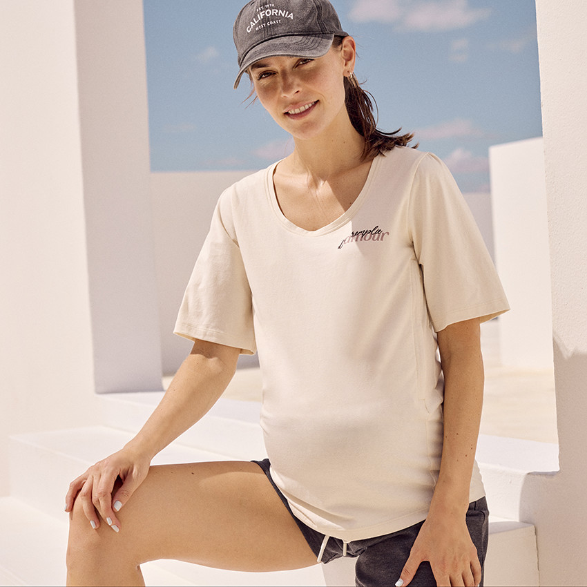 T-shirt manches courtes d'allaitement printé 