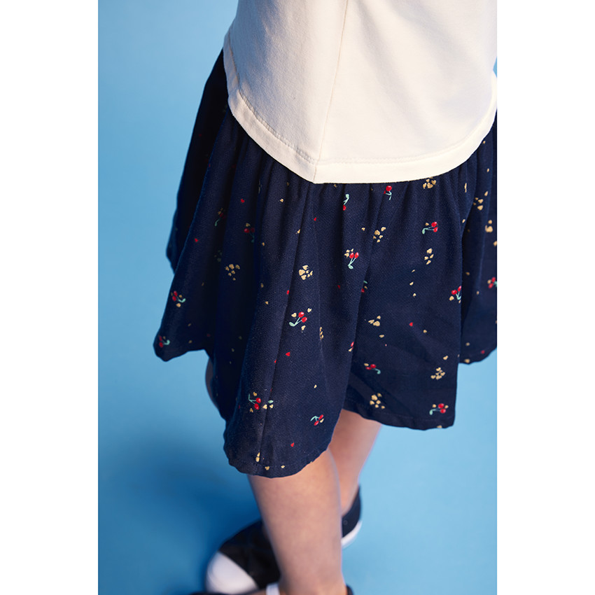 Robe bi-matière effet 2 en 1 motif cerises pour bébé fille 