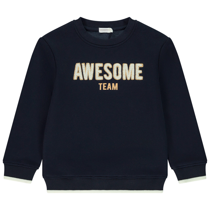 Sweatshirt in molleton en fluweel met borduursel voor jongens 