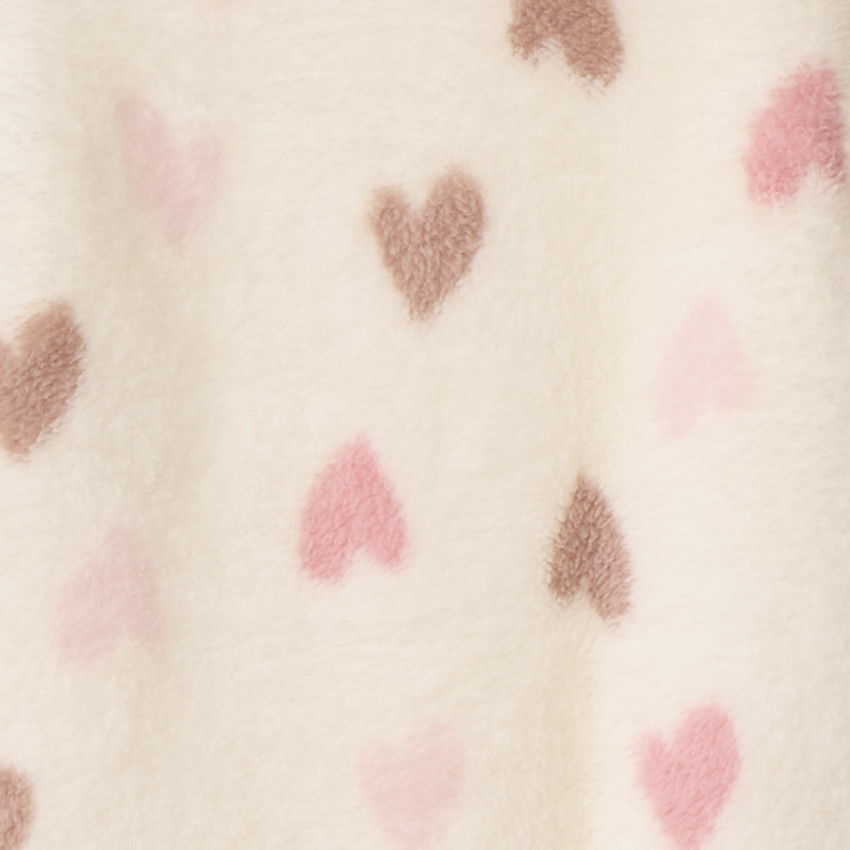 Combi-pilote sherpa imprimé cœurs pour bébé fille avec finitions différentes selon l'âge 