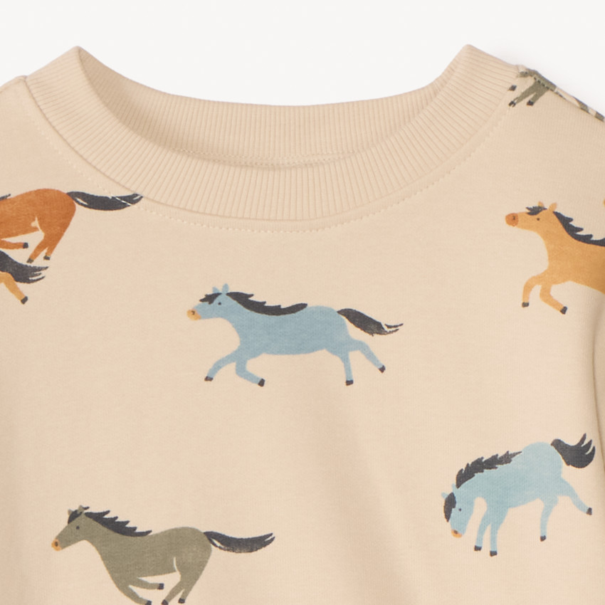 Oversized sweatshirt met paardenprint voor baby jongens 
