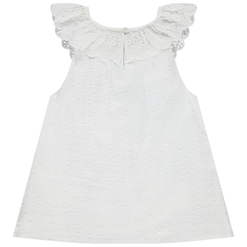 Tuniques in plumetis met kraag in Engels borduursel voor baby meisjes 