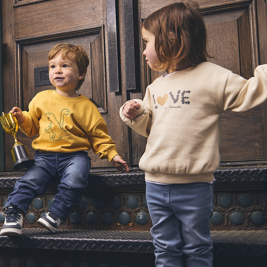 Fleece sweatshirt oversized met fantasieprint voor baby jongen 