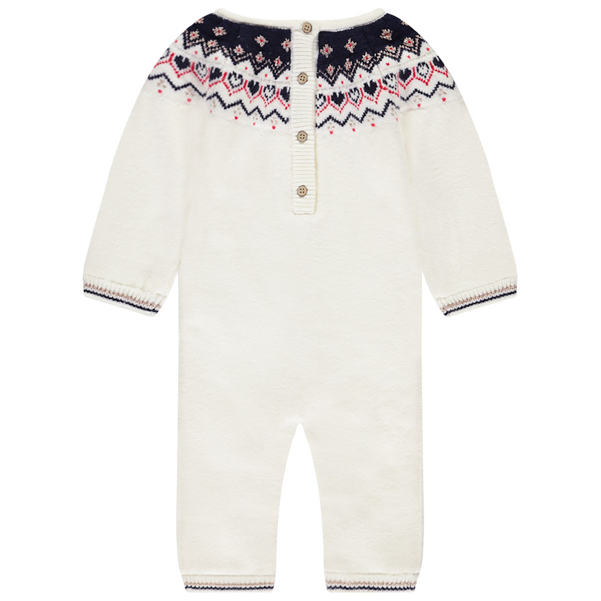 Lange jumpsuit in gebreid jacquard voor meisjes 