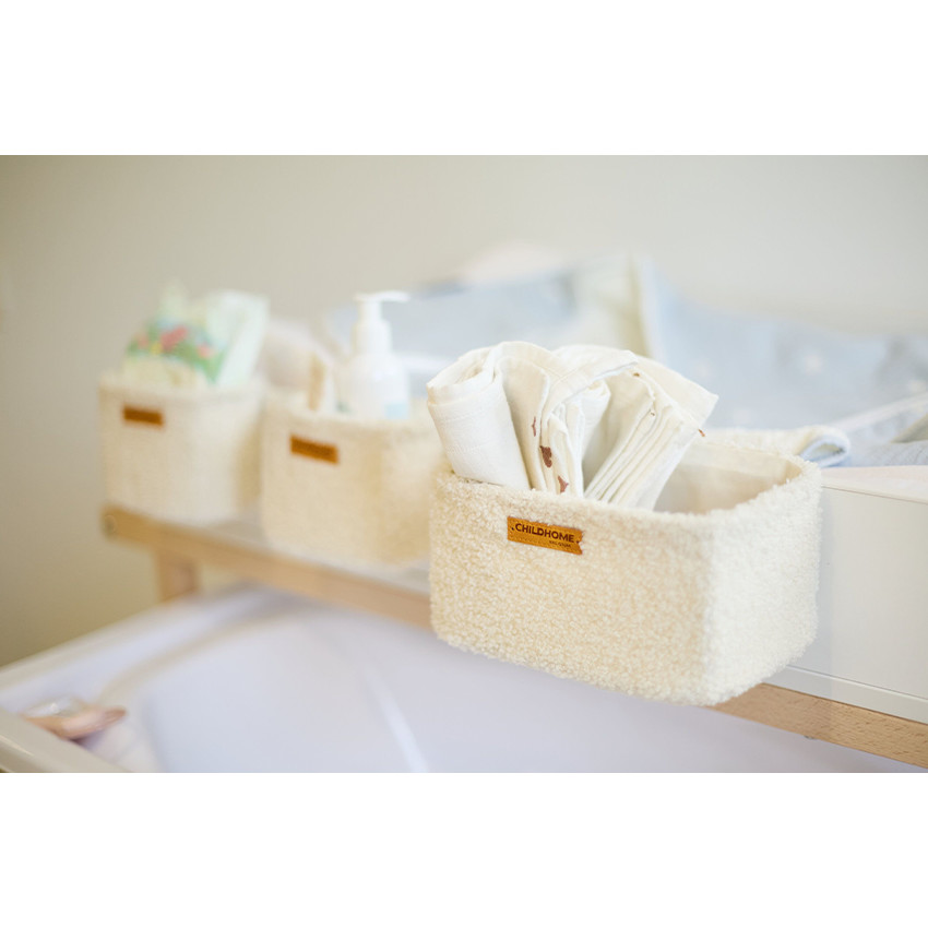 Set de 3 paniers rangement à suspendre Teddy Ecru 