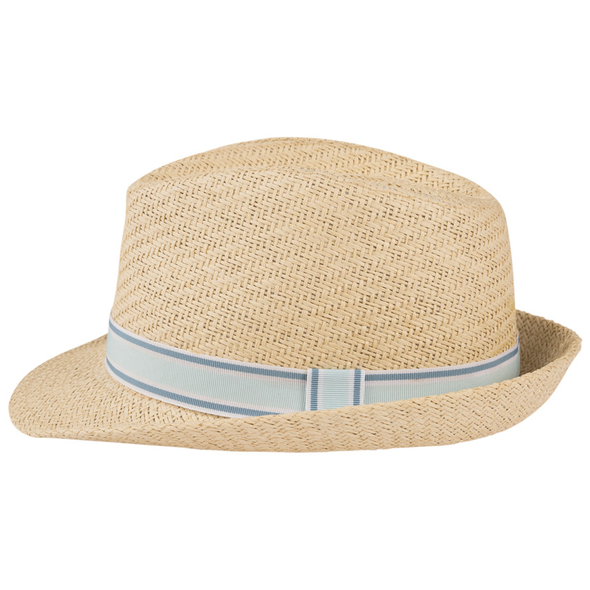 Borsalino tressé avec galon bicolore pour bébé garçon 