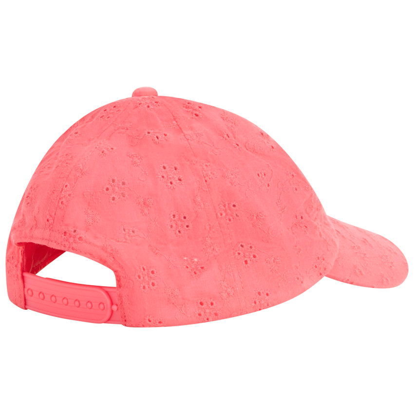 Casquette rose en broderie anglaise pour fille 