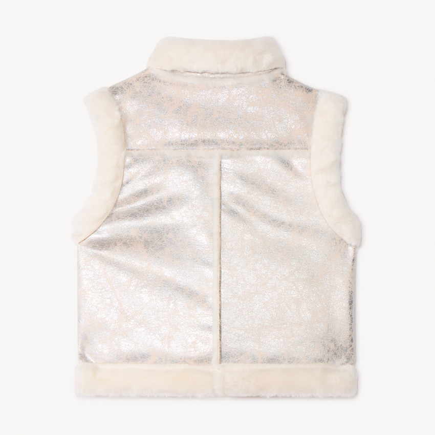 Mouwloze jas met bontlook voor meisjes 