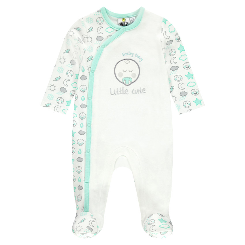 Dors-bien en jersey interlock avec Smiley Baby brodé en lurex 