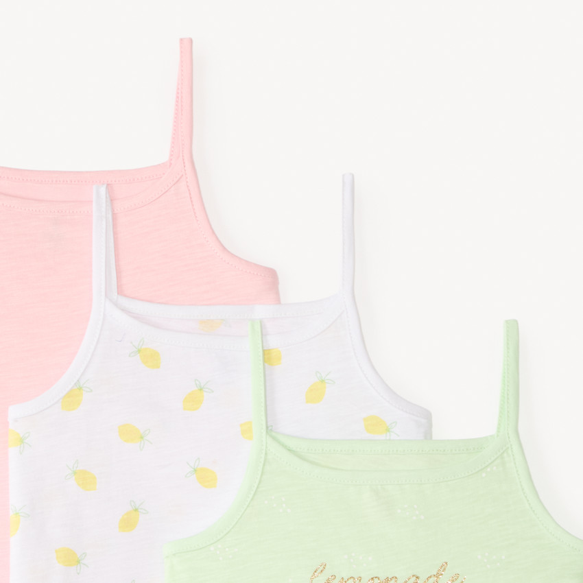 Lot de 3 débardeurs à bretelles fantaisie fille 