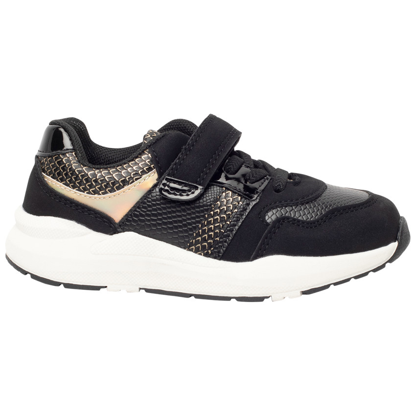 Baskets de sport avec empiècements dorés et serpent pour fille 