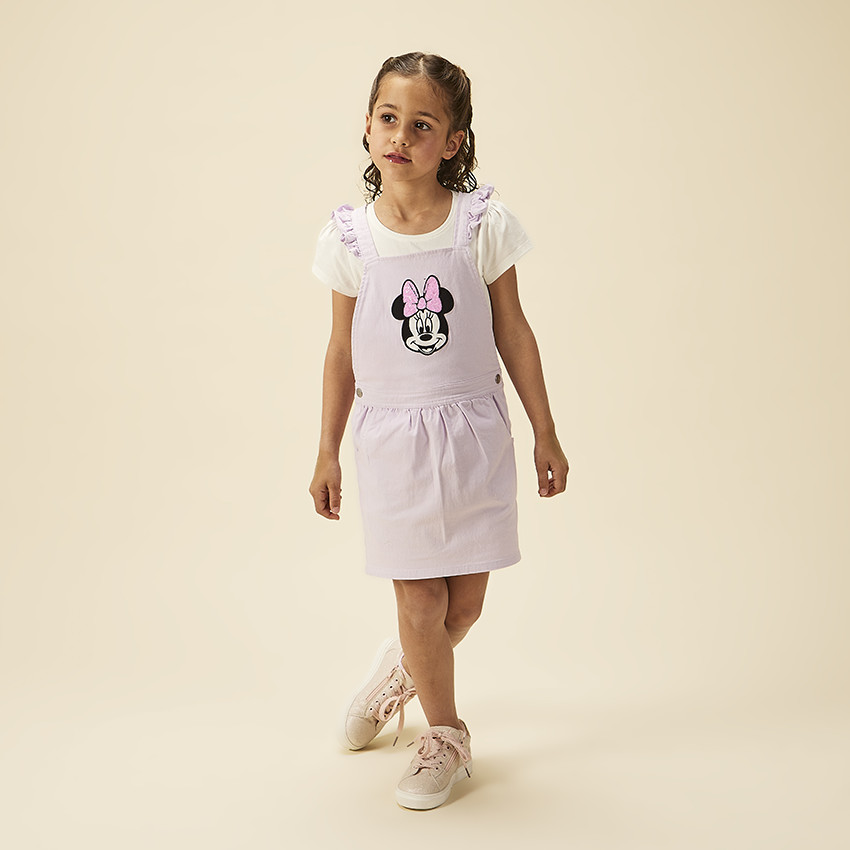 Robe salopette patch à sequins Minnie Disney pour fille 
