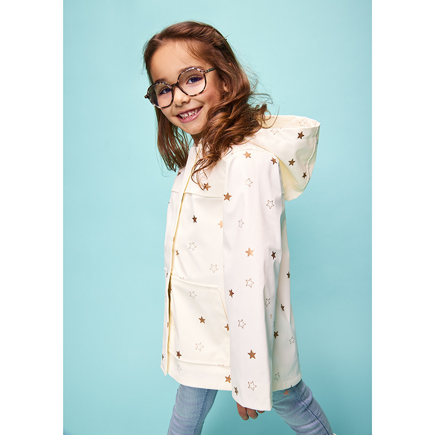 Parka met capuchon, gevoerd met jersey en sterrenprint voor meisjes 