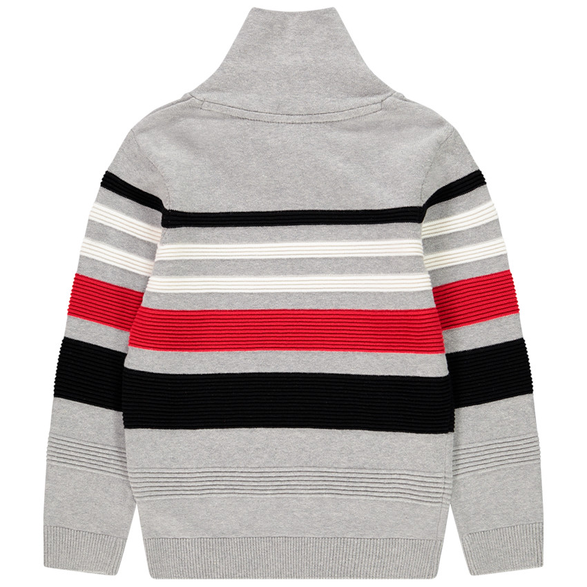 Trui in tricot met strepen in ottomanstof voor jongens 