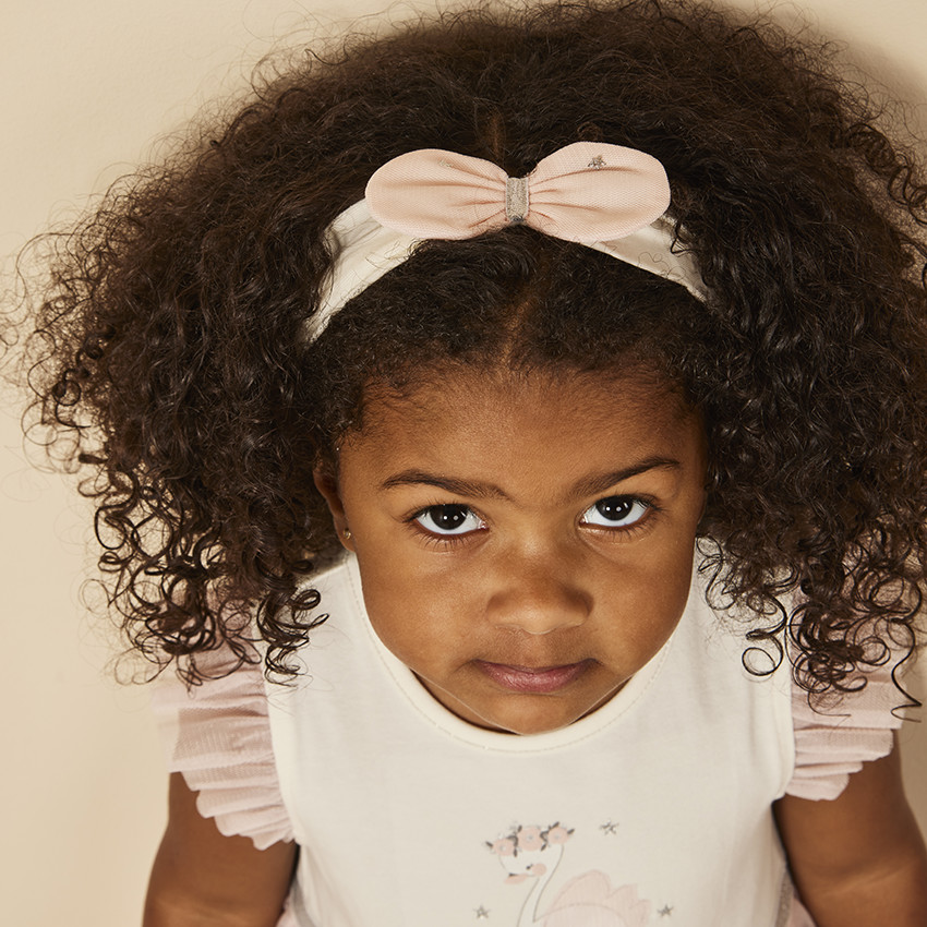 Ensemble 2-delige jurk bi-materiaal + hoofdband voor baby meisje 