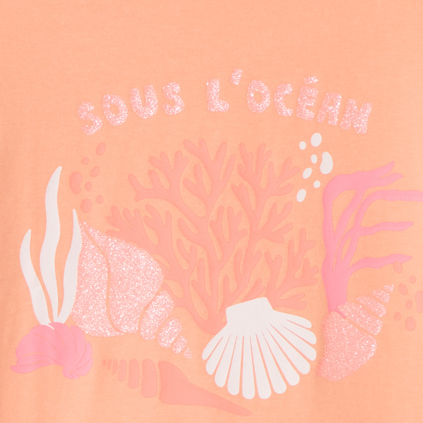T-shirt manches courtes print fantaisie pailletées fille 