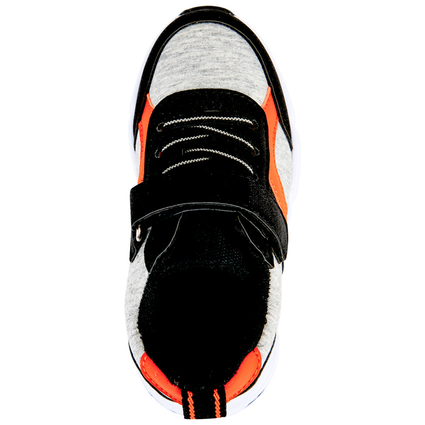Grijze sneakers met oranje accenten en velcro voor jongens 