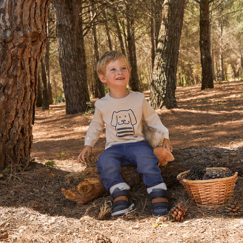 Trui in gebreid met hondenprint voor babyjongens 