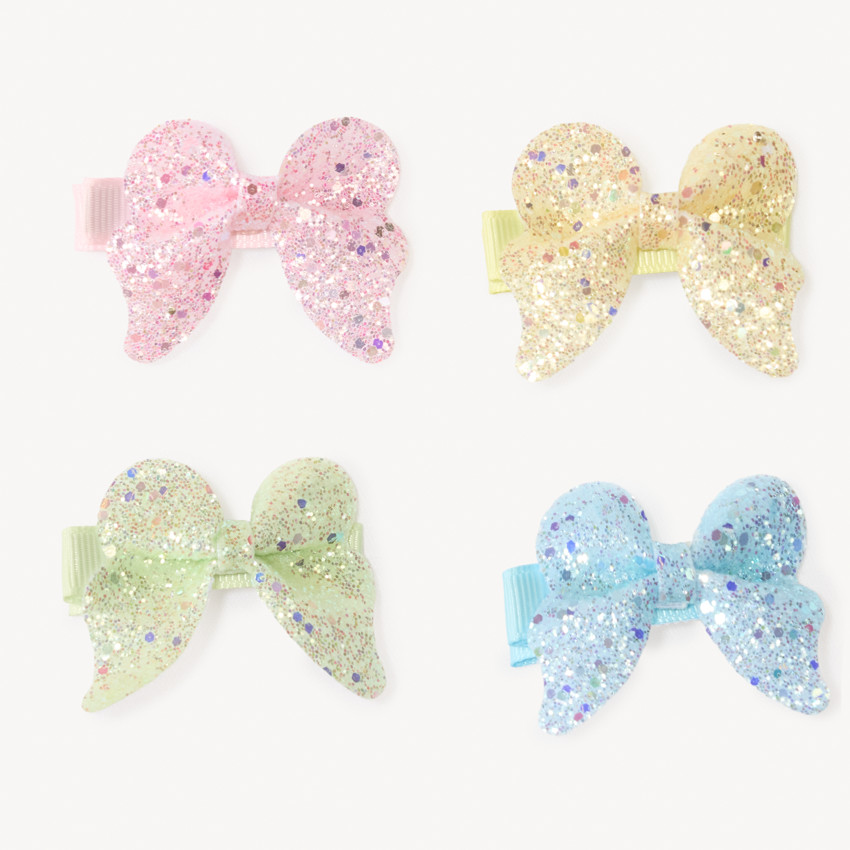 Set van 4 glinsterende haarspelden in de vorm van een vlinder voor meisjes 