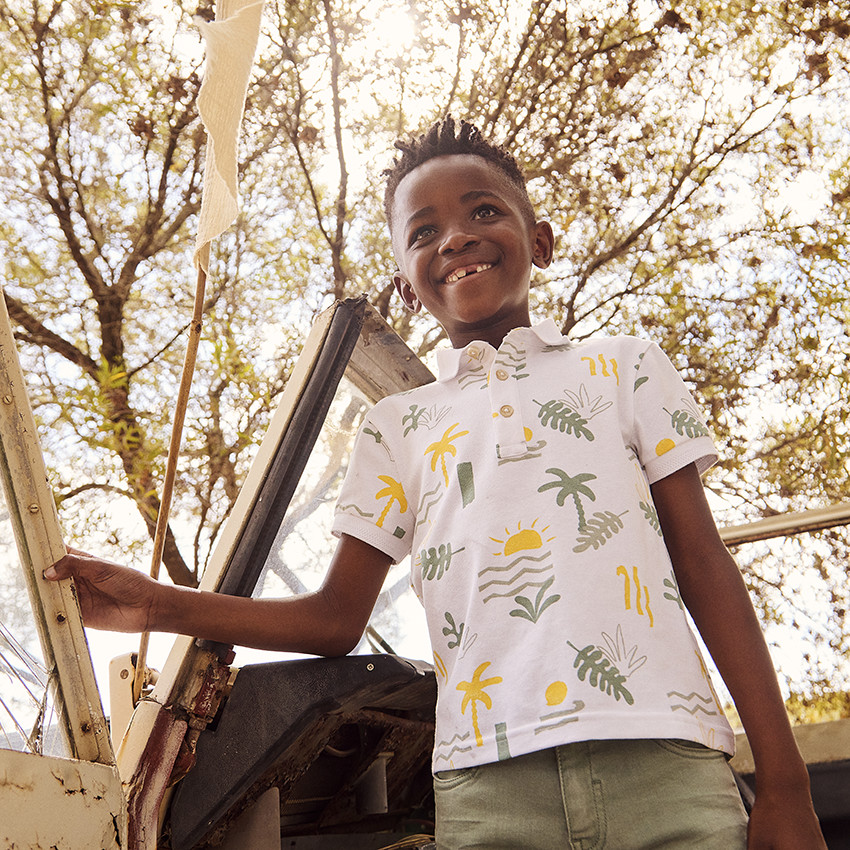 Poloshirt met korte mouwen en fantasieprint voor jongens 