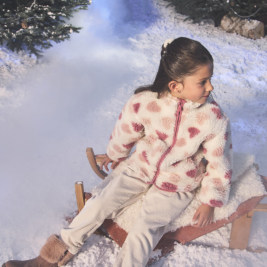 Veste en sherpa imprimé cœurs pour fille 