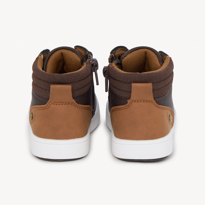 Bottillons marron foncé à lacet et zip pour bébé garçon 