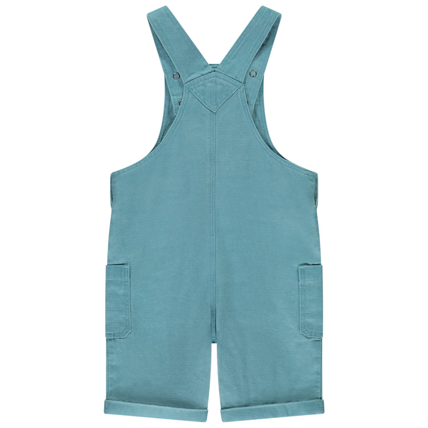 Salopette courte en toile slub uni pour bébé garçon 