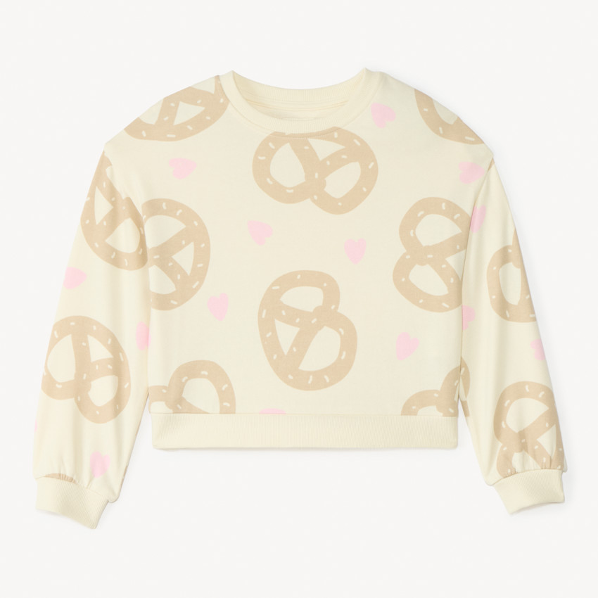 Sweat molleton oversize imprimé bretzels pour fille 