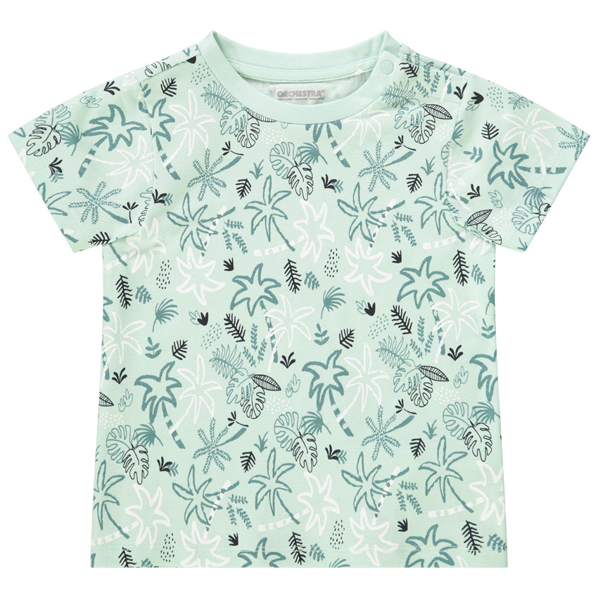 T-shirt met korte mouwen van katoen met palmprint voor baby jongen 
