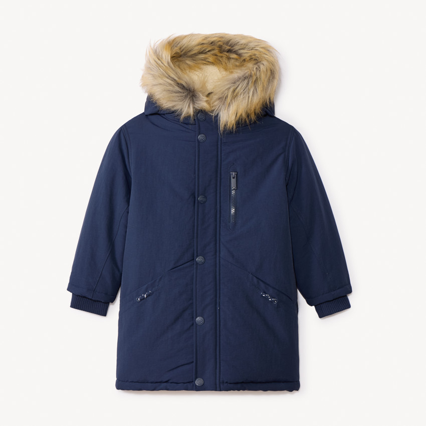 Parka à capuche avec fausse fourrure amovible pour garçon 