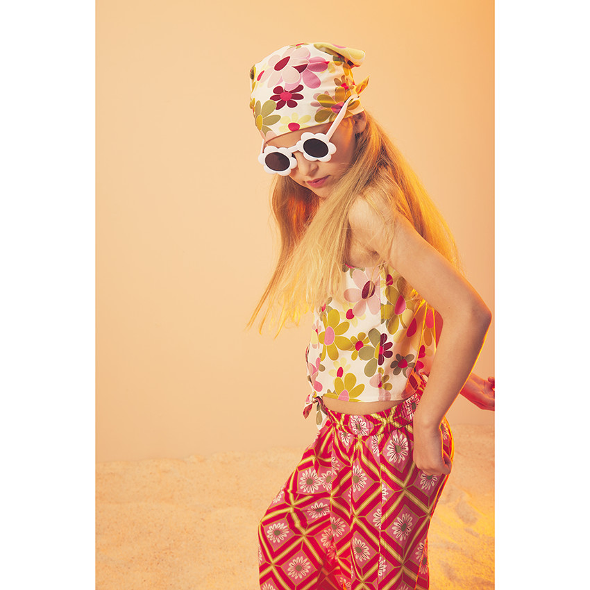 Pantalon large et fluide imprimé retro pour fille 