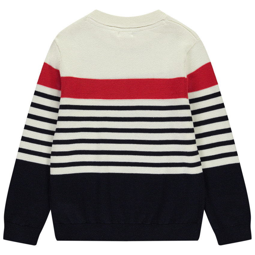 Lange gebreide trui met strepen voor jongen 