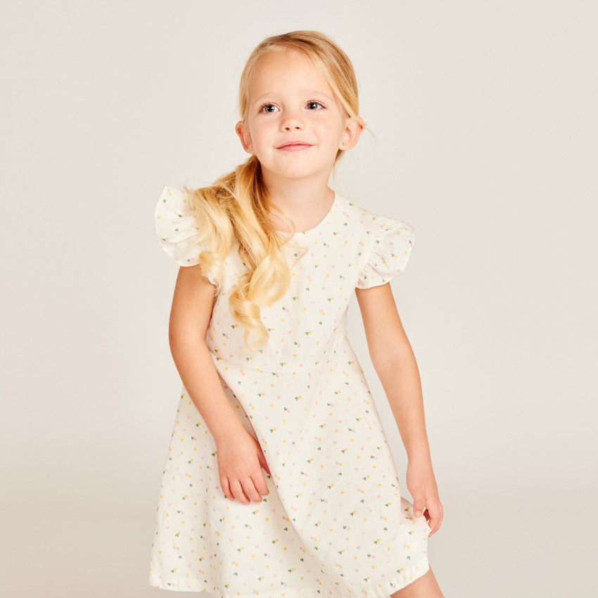 Robe manches courtes dos ajouré en cœur pour bébé fille 