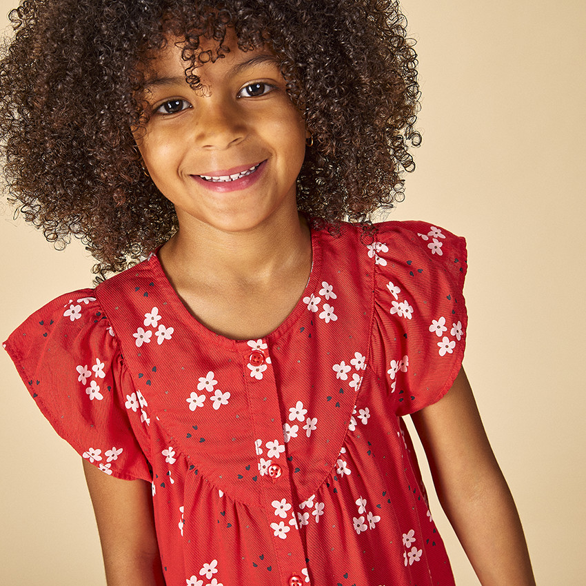 Korte mouwen jurk met bloemenprint voor meisjes 