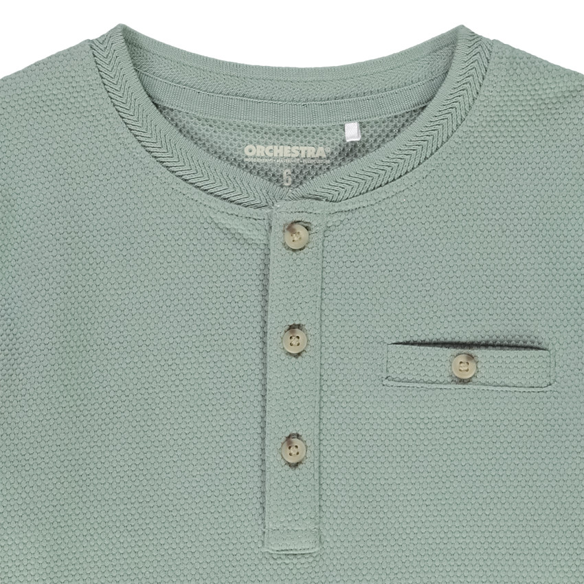 T-shirt met lange mouwen in honingraatstof en getextureerde ronde hals jongens 