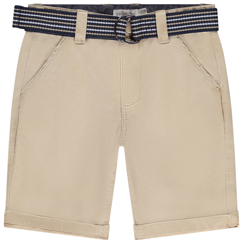Bermuda uni avec ceinture fantaisie garçon 