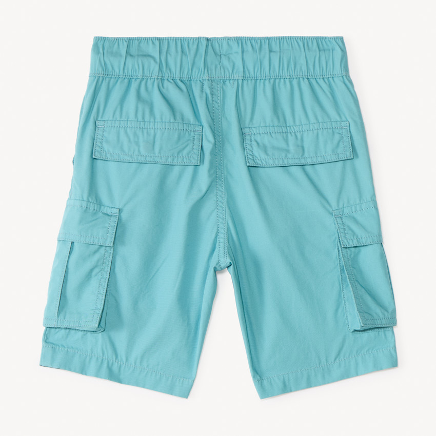 Bermuda cargo effen in popeline voor jongen 