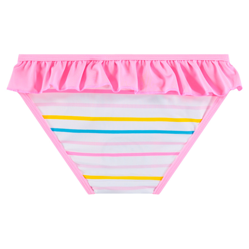 Maillot de bain 2 pièces à rayures avec paréo rose 